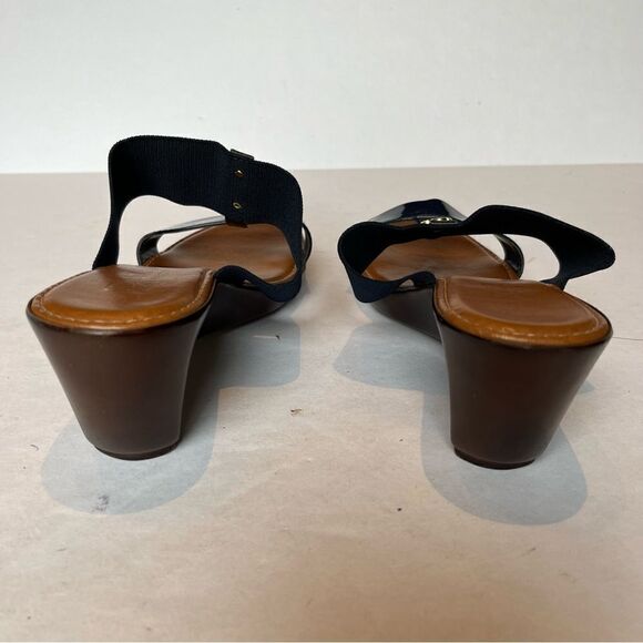 Italian Shoemakers Heeled Wedge Sandals Navy Blue Size 9 - Picture 5 of 10